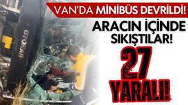 Van'da minibüs devrildi!