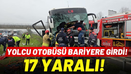 Düzce'de yolcu otobüsü, bariyerlere çarptı!