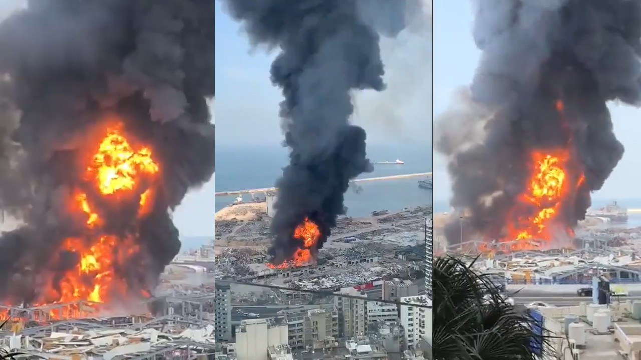 Beyrut Limanı'nda büyük yangın!