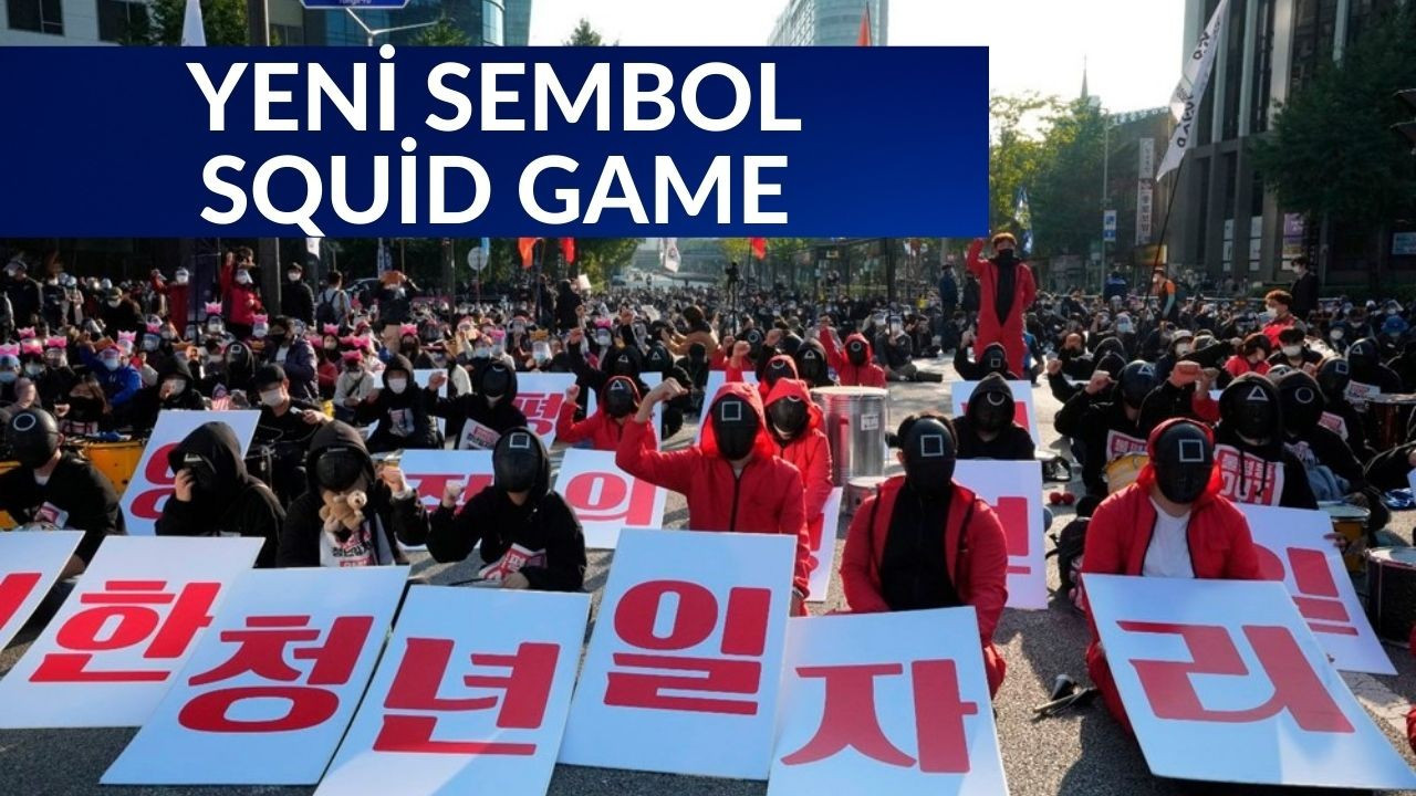Güney Koreli işçilerden Squid Game'li protesto!