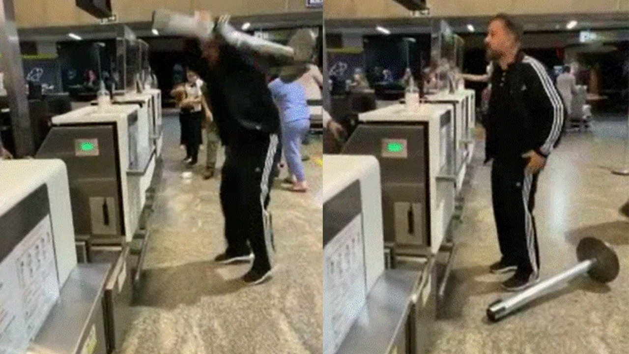 Uçuş iptal olunca havalimanını birbirine katılar