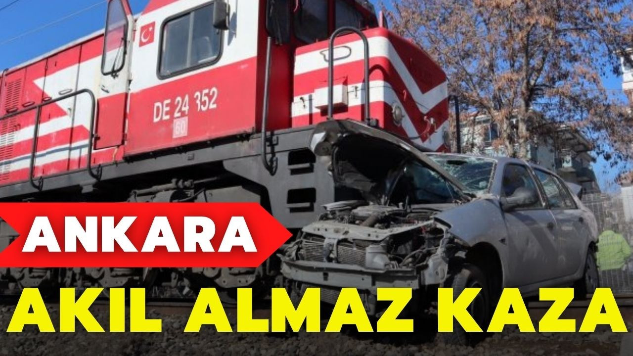 Ankara'da yük treni otomobile çarptı