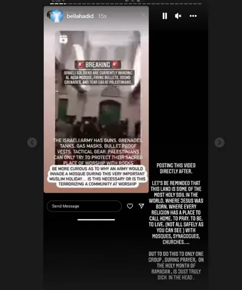 Bella Hadid'in Filistin paylaşımları kısıtlandı
