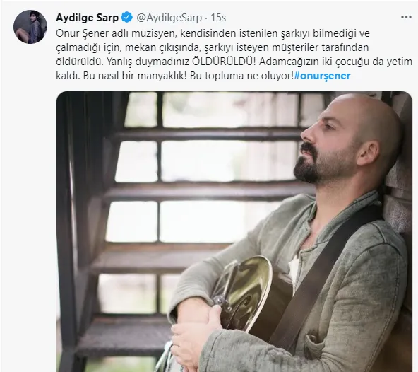 Müzisyen Onur Şener katledildi, sanat camiasından tepki yağdı!