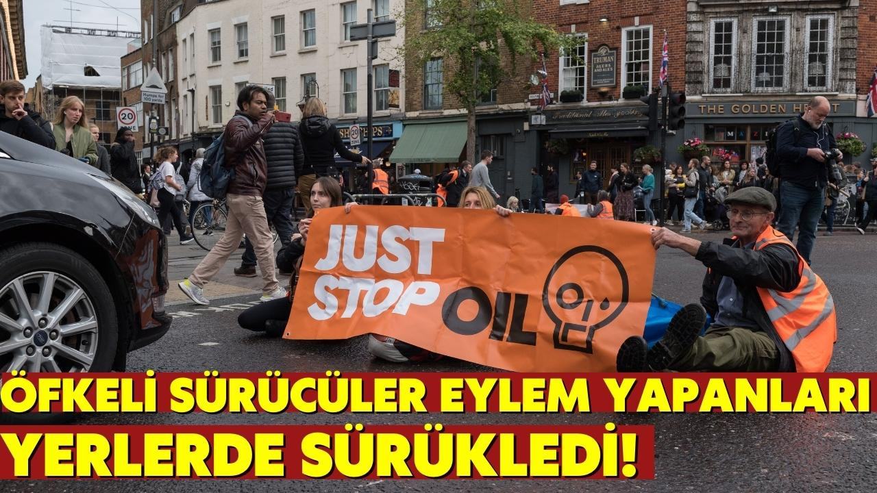 Öfkeli sürücüler protestocuları yerlerde sürükledi