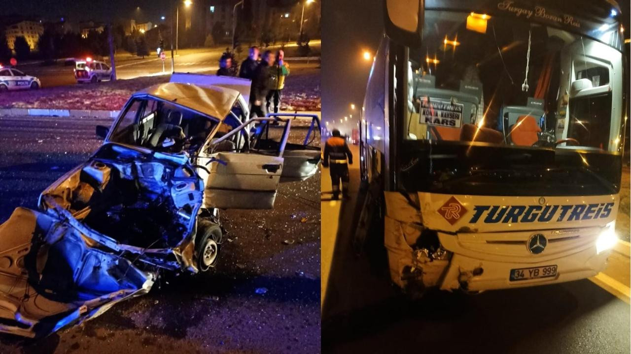 Yolcu otobüsüyle çarpışan otomobilde 1 kişi öldü