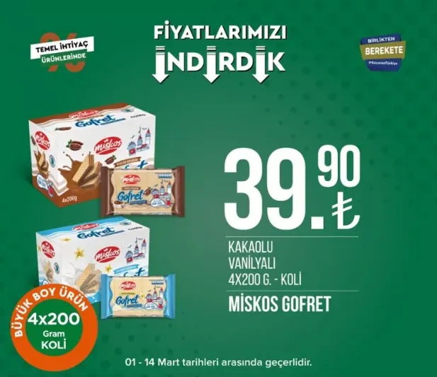 Tarım Kredi Kooperatifi Market, birçok üründe indirime gitti