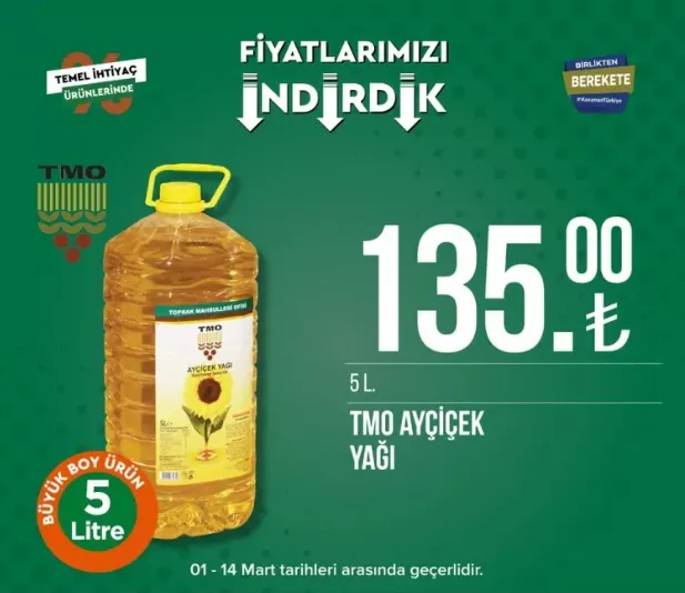 Tarım Kredi Kooperatifi Market, birçok üründe indirime gitti