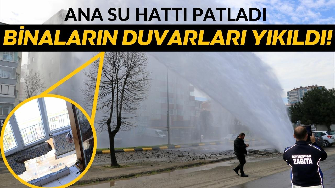 Trabzon'da ana su hattı patladı! Evler hasar aldı!