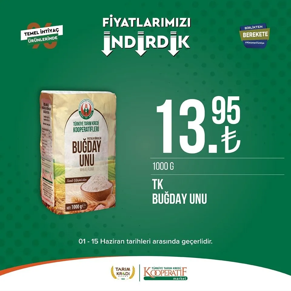 Tarım Kredi Kooperatifi Market'ten birçok üründe yeni indirim!