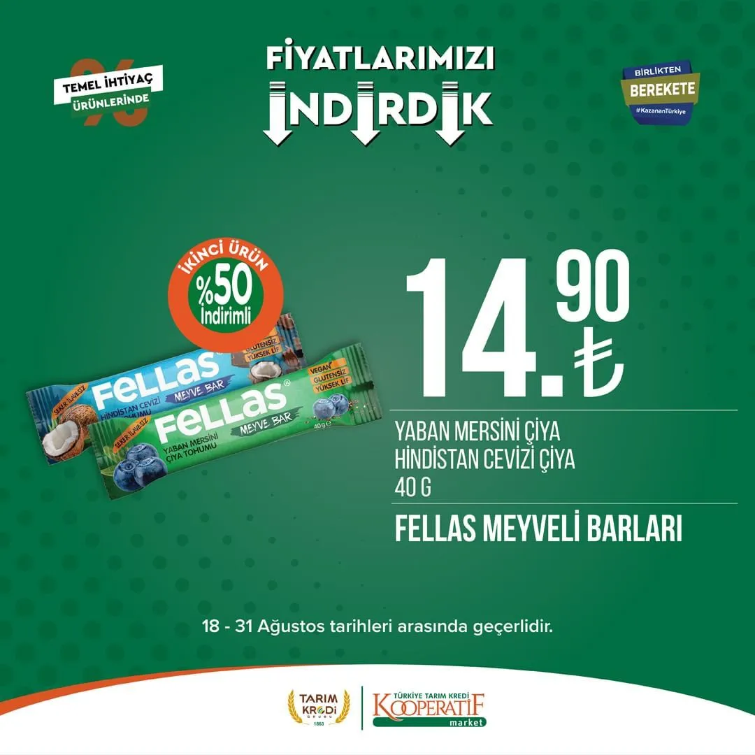 Tarım Kredi Market'te Ağustos ayı ikinci dönem indirimi başladı!