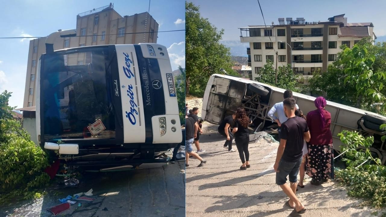 Tur otobüsü devrildi: 3'ü ağır 26 kişi yaralandı