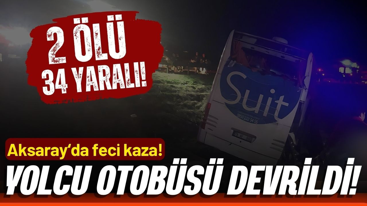Aksaray'da yolcu otobüsü devrildi!