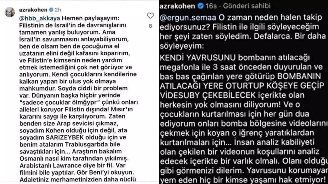 Yazar Azra Kohen’den skandal Filistin açıklaması!