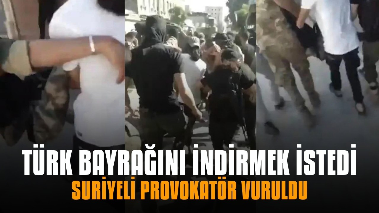 Türk bayrağını indirmeye çalışan şahıs vuruldu